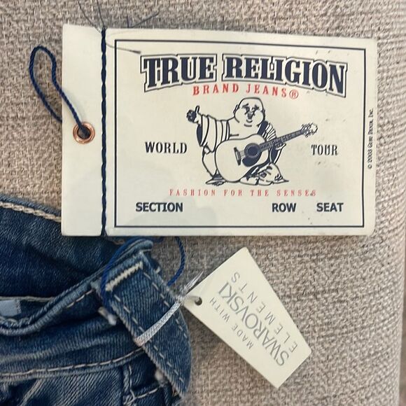 NEW True Religion Women's Blue Wash Bejeweled stone Pocket Jeans skinny crystal - Picture 7 of 7